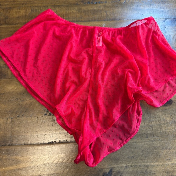 Victoria’s Secret red cheeky lingerie sleep shorts polka dots nwot - Picture 1 of 2